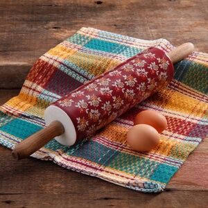 🍁 🍂THE PIONEER WOMAN Fall Autumn Flowers Rolling Pin RETIRED EUC 🍂🍁